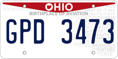 OH license plate GPD3473