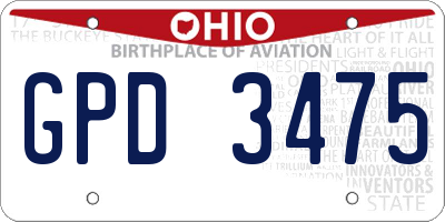 OH license plate GPD3475