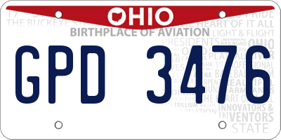 OH license plate GPD3476