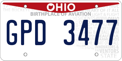 OH license plate GPD3477