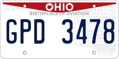 OH license plate GPD3478