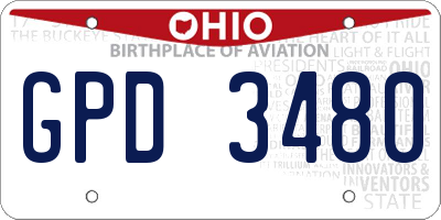 OH license plate GPD3480
