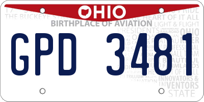 OH license plate GPD3481