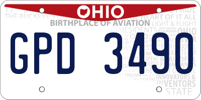 OH license plate GPD3490