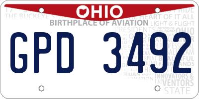 OH license plate GPD3492