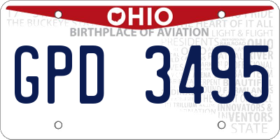 OH license plate GPD3495