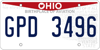 OH license plate GPD3496