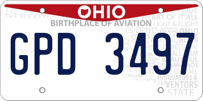 OH license plate GPD3497