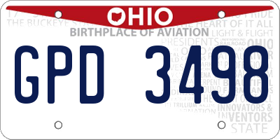 OH license plate GPD3498