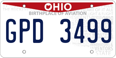 OH license plate GPD3499