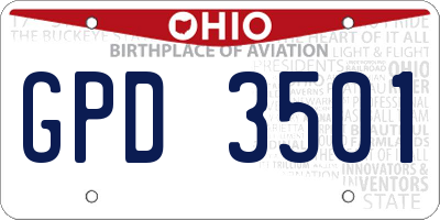 OH license plate GPD3501