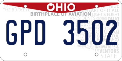 OH license plate GPD3502