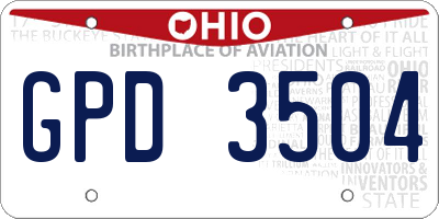 OH license plate GPD3504
