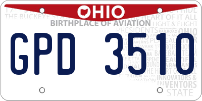 OH license plate GPD3510