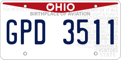 OH license plate GPD3511