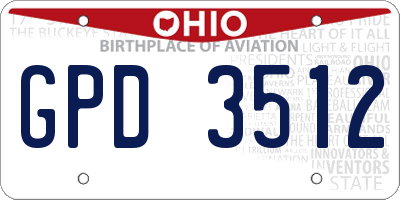 OH license plate GPD3512