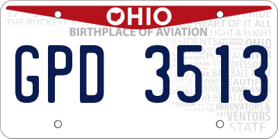 OH license plate GPD3513