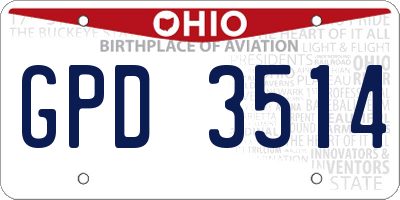 OH license plate GPD3514