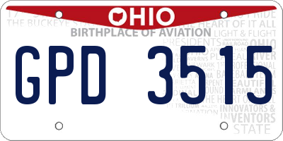 OH license plate GPD3515