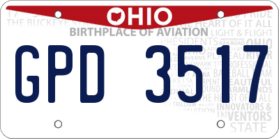 OH license plate GPD3517