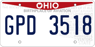 OH license plate GPD3518