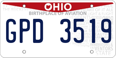 OH license plate GPD3519