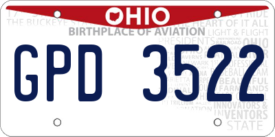 OH license plate GPD3522