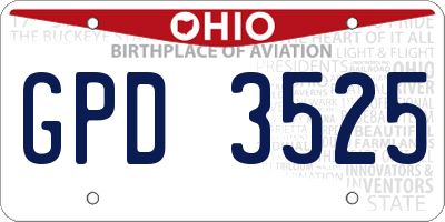 OH license plate GPD3525