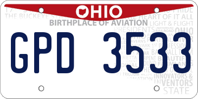 OH license plate GPD3533