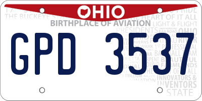 OH license plate GPD3537