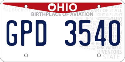 OH license plate GPD3540