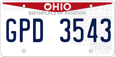 OH license plate GPD3543