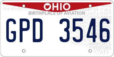 OH license plate GPD3546