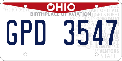 OH license plate GPD3547