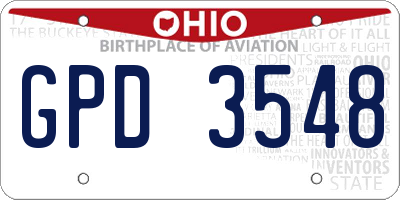 OH license plate GPD3548