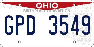 OH license plate GPD3549