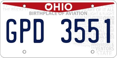 OH license plate GPD3551