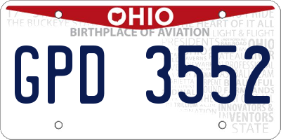 OH license plate GPD3552