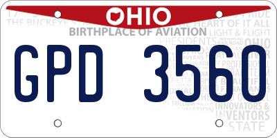 OH license plate GPD3560