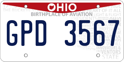 OH license plate GPD3567