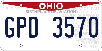 OH license plate GPD3570