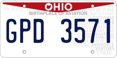OH license plate GPD3571
