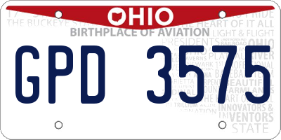 OH license plate GPD3575
