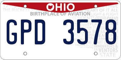 OH license plate GPD3578