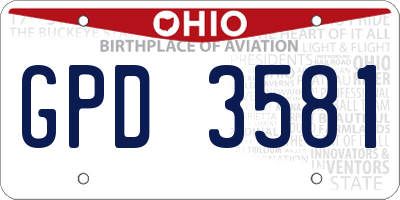 OH license plate GPD3581