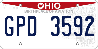 OH license plate GPD3592