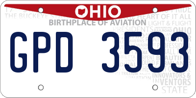 OH license plate GPD3593