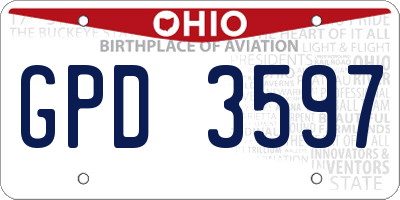 OH license plate GPD3597