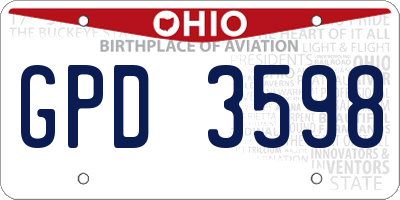 OH license plate GPD3598