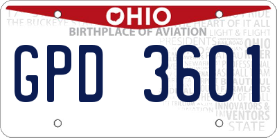 OH license plate GPD3601